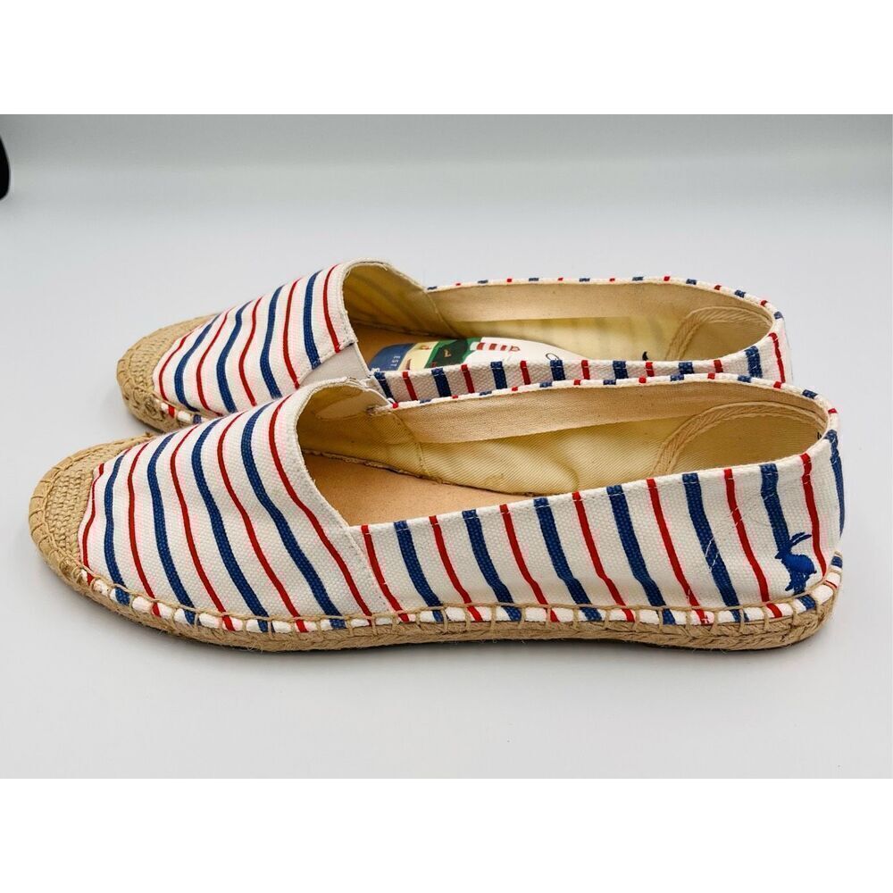 Joules Womens Shelbury Espadrilles Cream Stripe Blue Red Canvas Jute NWT Size 10 - Picture 2 of 8